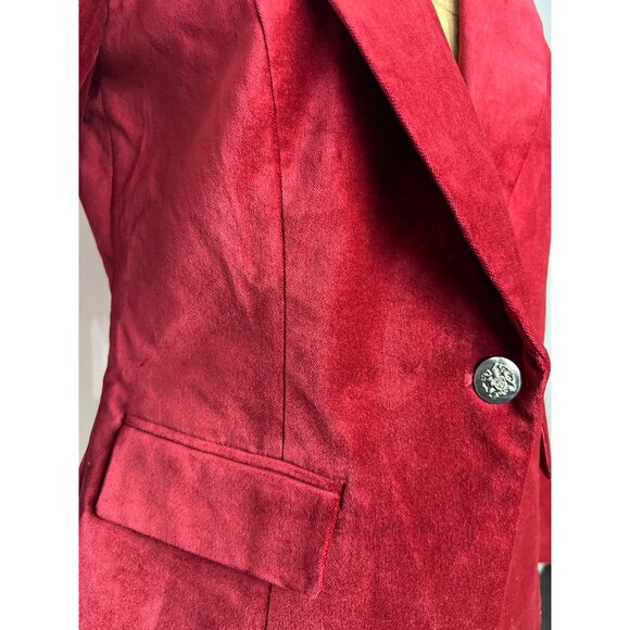 White Black Velvet Editor Blazer Deep Red Women' Jacket - Picture 2 of 7
